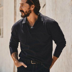 Admiral Navy Sueded Cotton Long Sleeve Polo